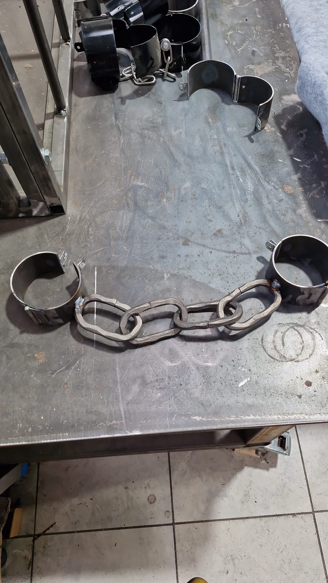Shackles with aged hammered chain authentic Dungeon equipment