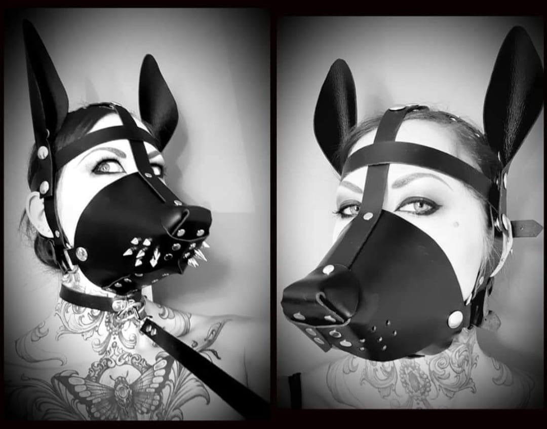 Leather Puppy Play Mask-upgradeable-BDSM KINK-genuine equipment