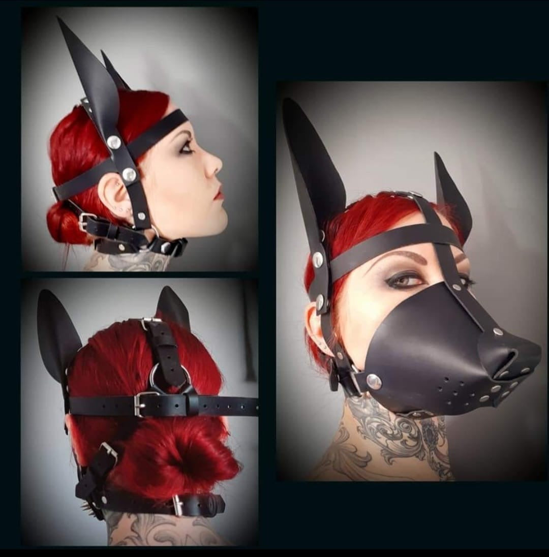 Leather Puppy Play Mask-upgradeable-BDSM KINK-genuine equipment
