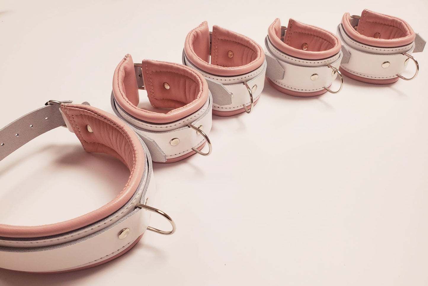 RESTRAINT SET-padded LUXURY-genuine BDSM KINK play-PINK and WHITE