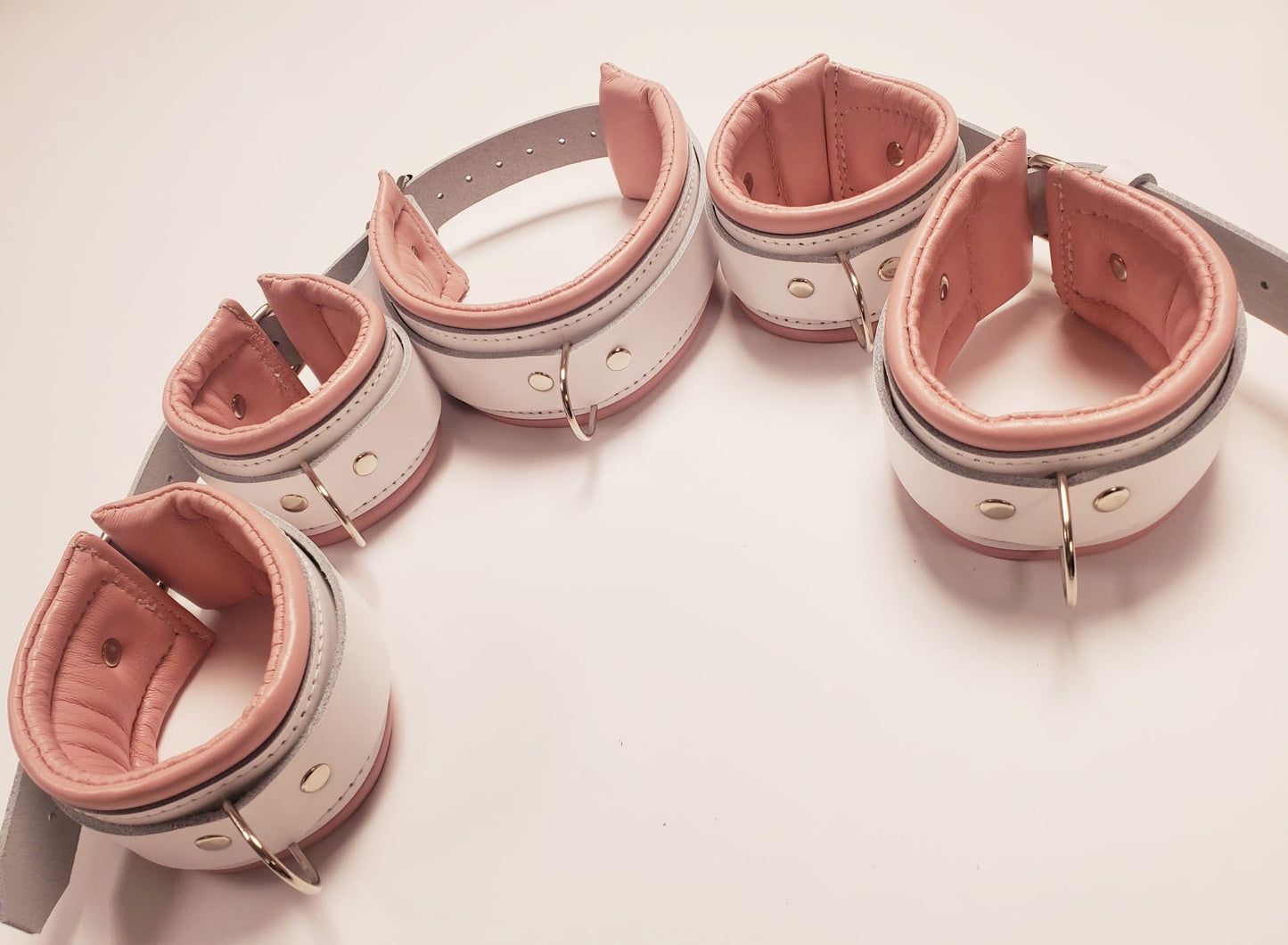 RESTRAINT SET-padded LUXURY-genuine BDSM KINK play-PINK and WHITE