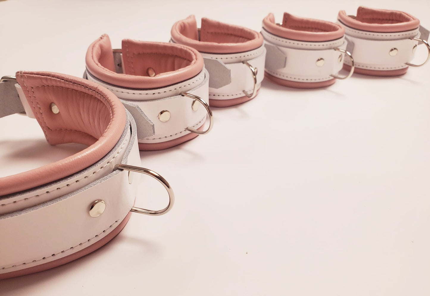 RESTRAINT SET-padded LUXURY-genuine BDSM KINK play-PINK and WHITE