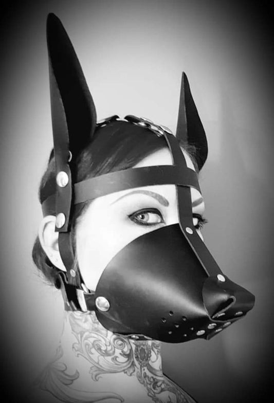 Leather Puppy Play Mask-upgradeable-BDSM KINK-genuine equipment