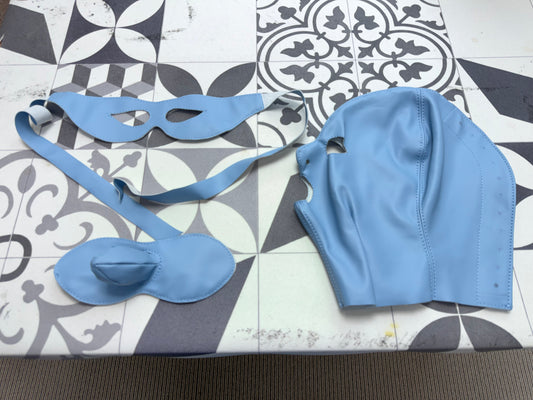 Mask and Gag Set-aqua leather